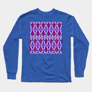 Red and Blue Tribal Geometry Long Sleeve T-Shirt